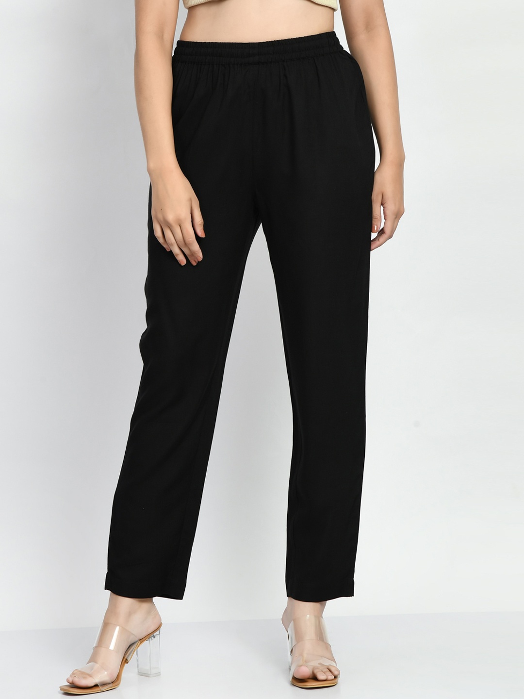 

ADAA JAIPUR Women Super High-Rise Trousers, Black