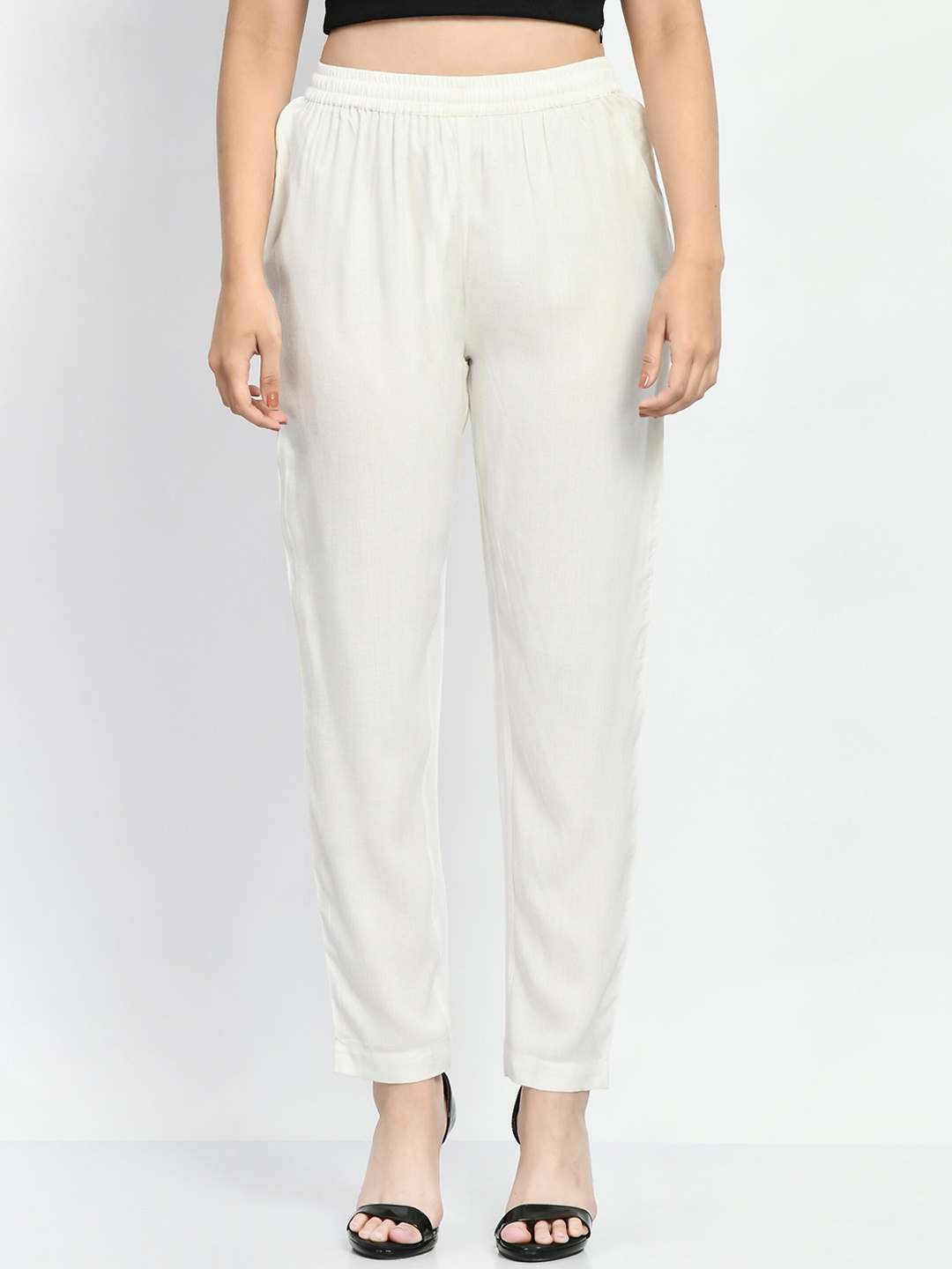 

ADAA JAIPUR Women Super High-Rise Trousers, White