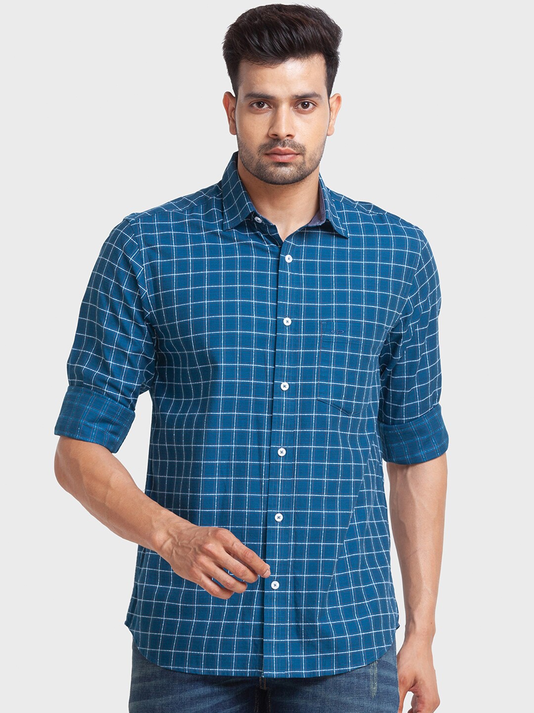 

ColorPlus Windowpane Checked Casual Shirt, Blue