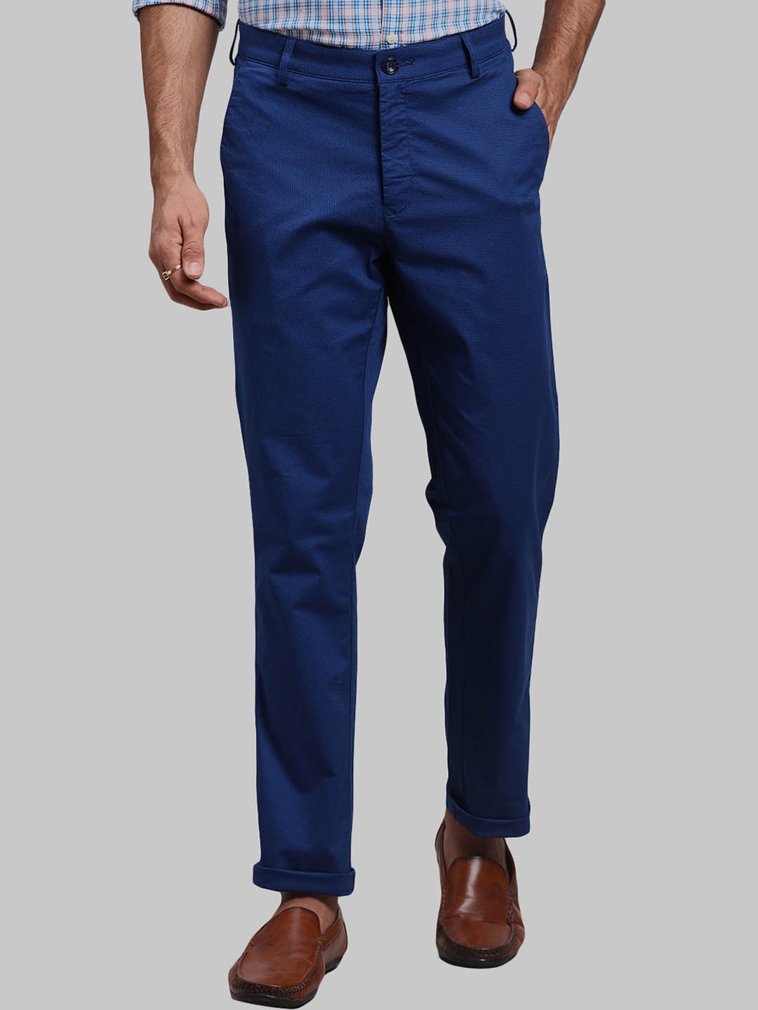 ColorPlus Men Mid-Rise Slim Fit Chinos, Blue