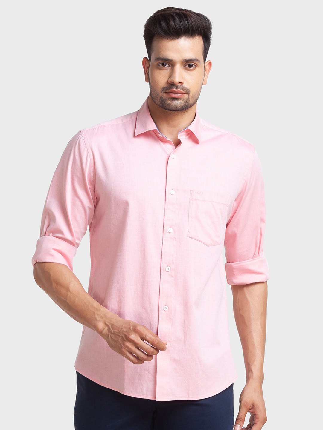 ColorPlus Spread Collar Cotton Casual Shirt, Red