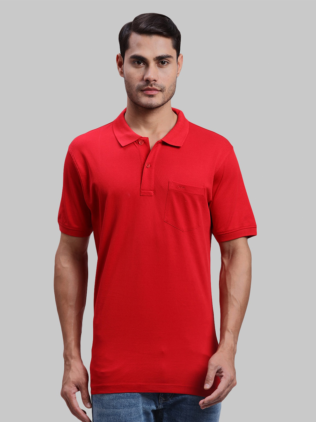 

ColorPlus Polo Collar Cotton T-shirt, Red