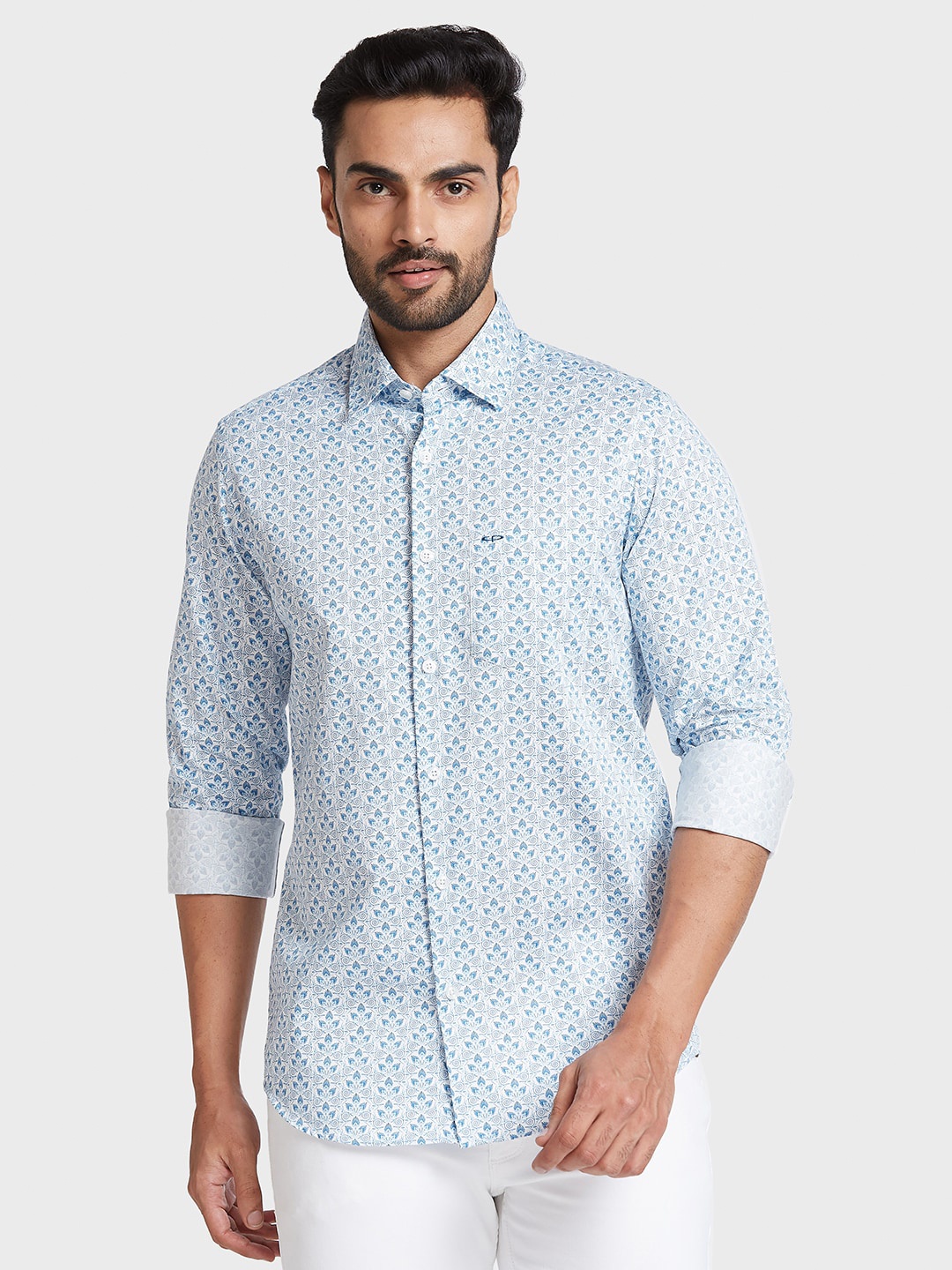 

ColorPlus Slim Fit Opaque Printed Casual Shirt, Blue