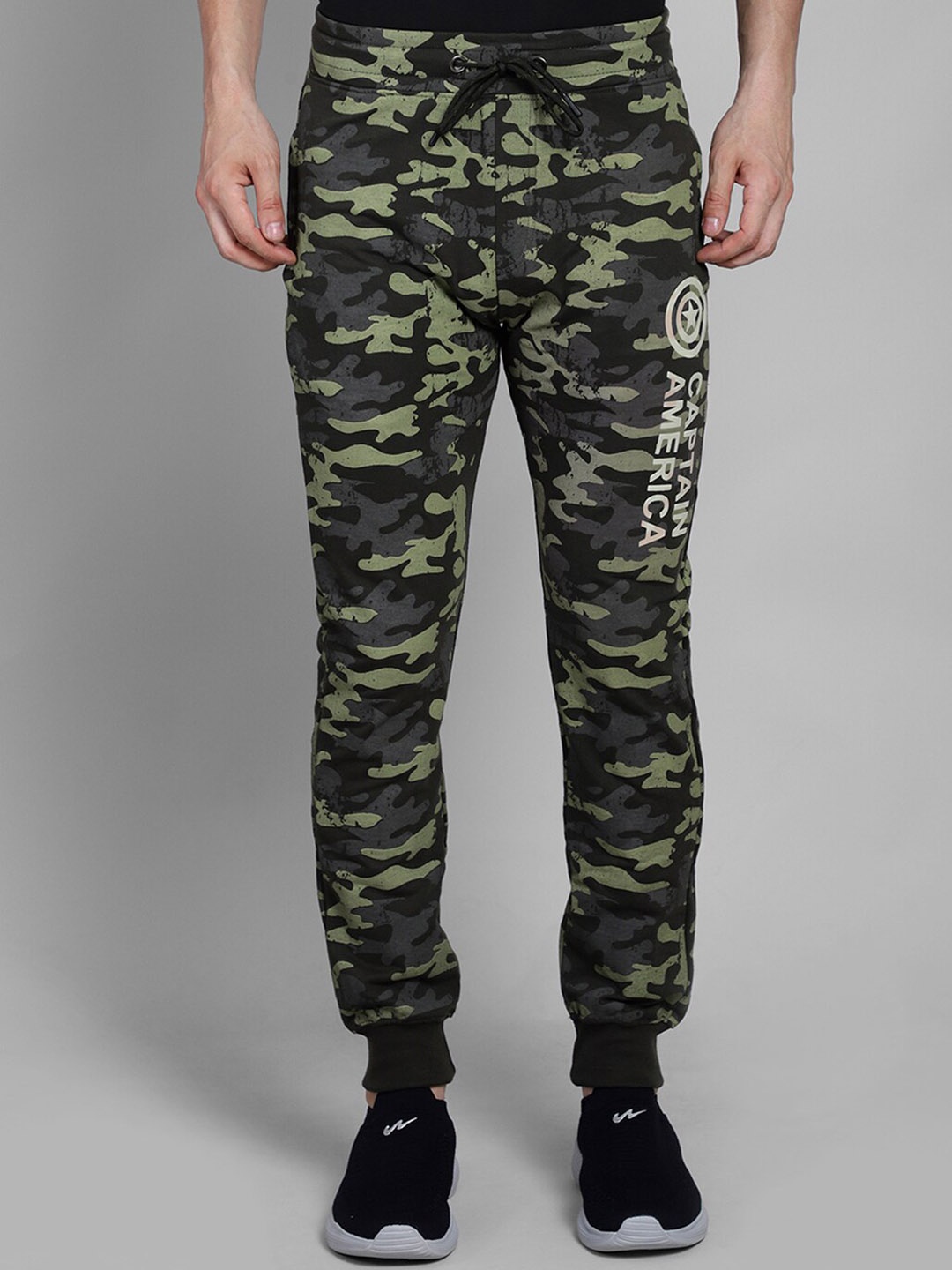 

Free Authority Men Captain America Printed Cotton Joggers, Olive