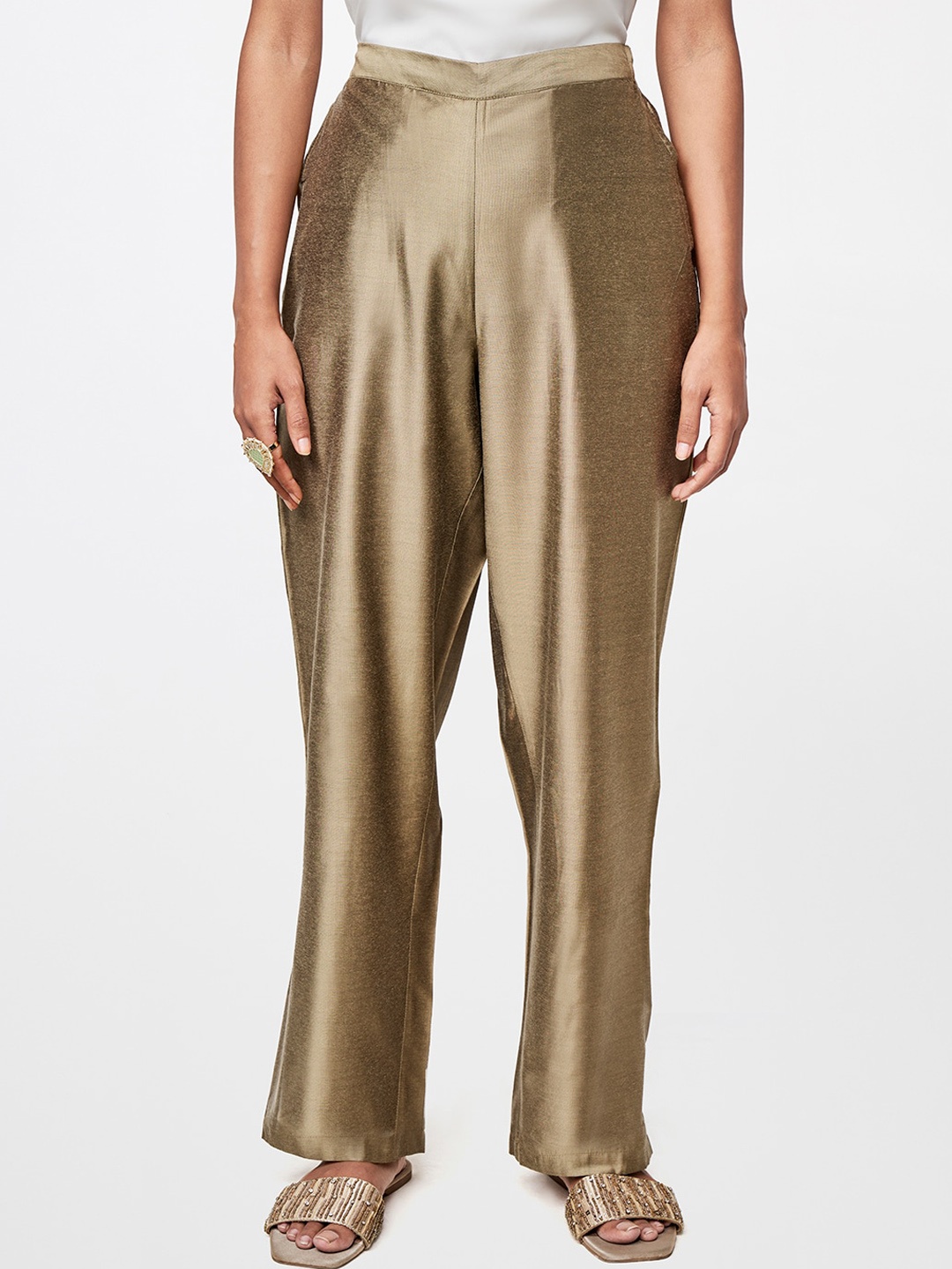 

Global Desi Women Gold-Toned Trousers