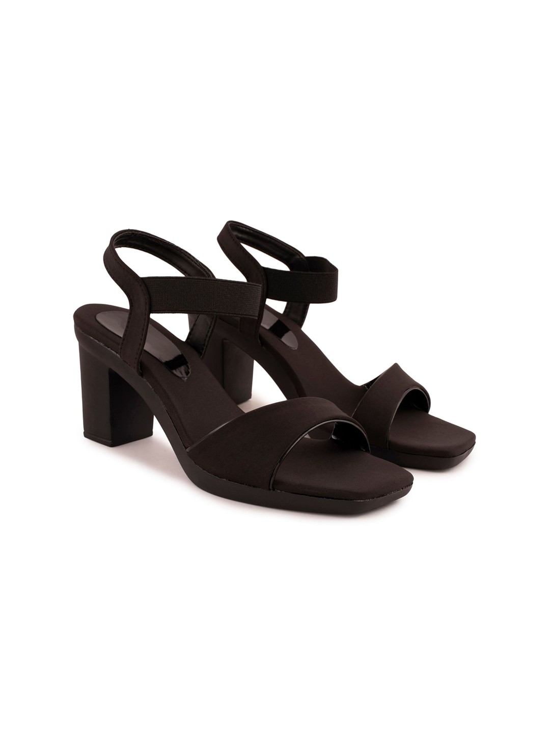 

AROOM Open Toe Block Heels, Black