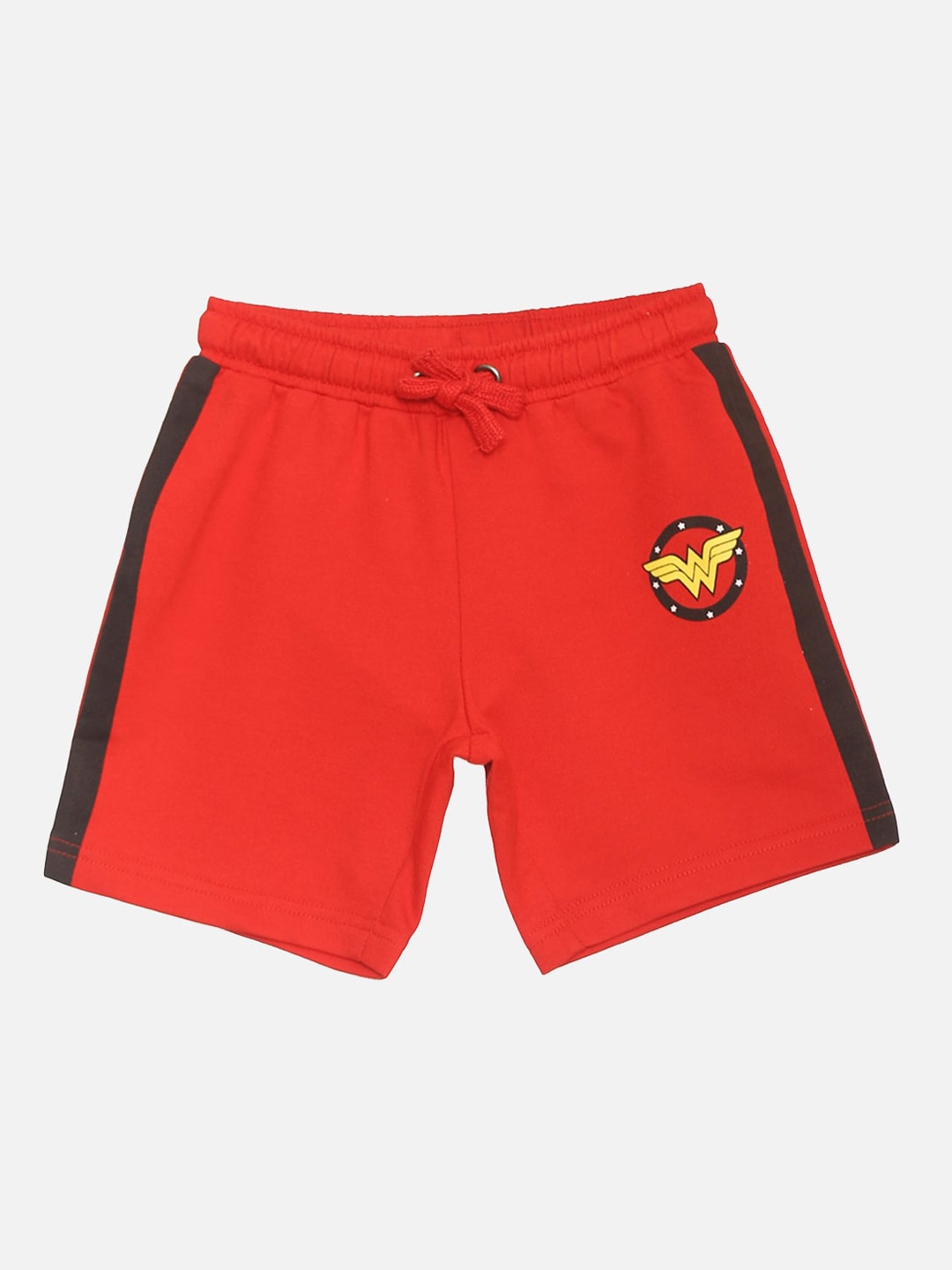 Kids Ville Girls Wonder Woman Printed Cotton Shorts, Red