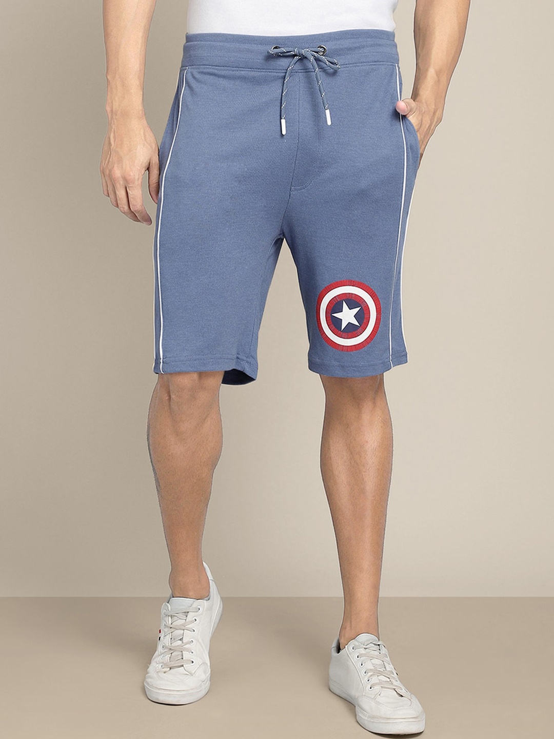 

Free Authority Printed Captain America Shorts, Blue