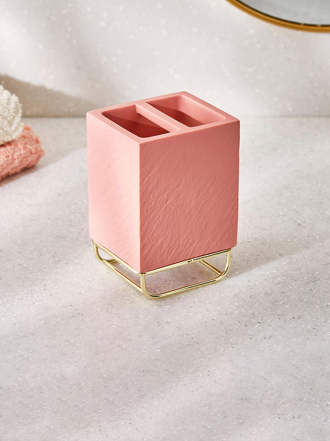 

Home Centre Color Peach Refresh Essence Polyresin Tooth Brush Holder