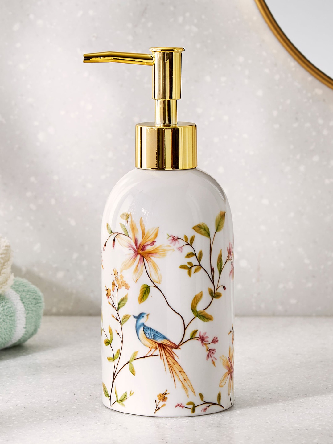

Home Centre White Nova Dastkari Ceramic Soap Dispenser 420ml