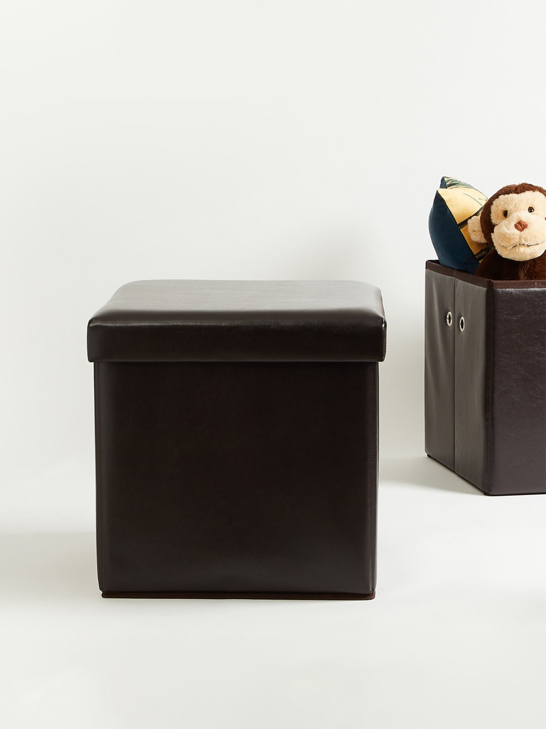 

Home Centre Sanderson Faux Leather Collapsible Storage Ottoman, Brown