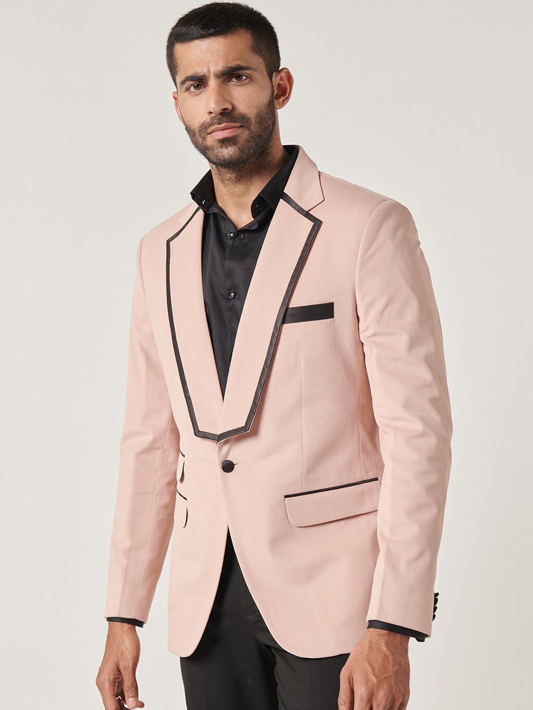 

MR BUTTON Notched Lapel Collar Single Breasted Blazers, Pink
