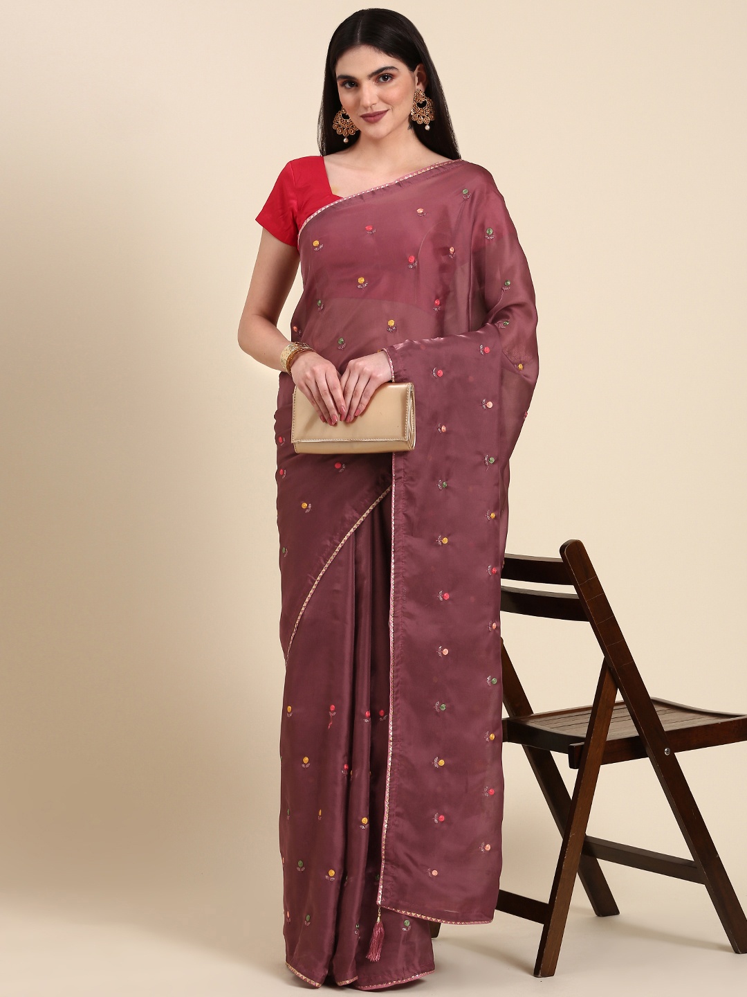 

Anouk Ethnic Motifs Gotta Patti Silk Blend Saree, Maroon