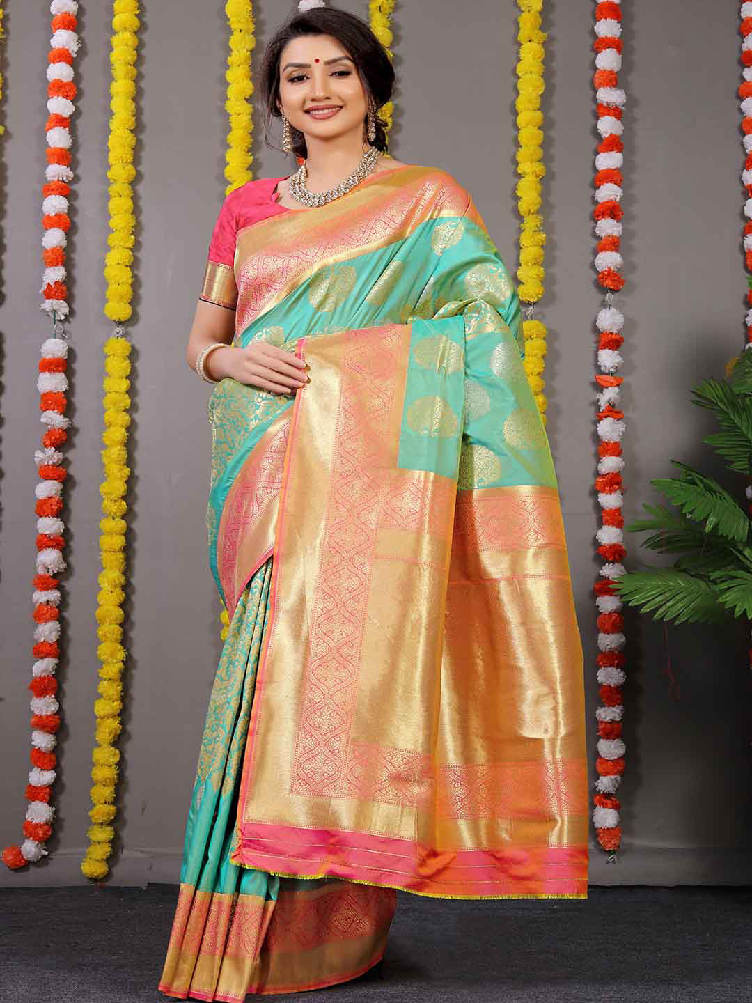 

Mitera Light Blue Woven Design Zari Art Silk Saree