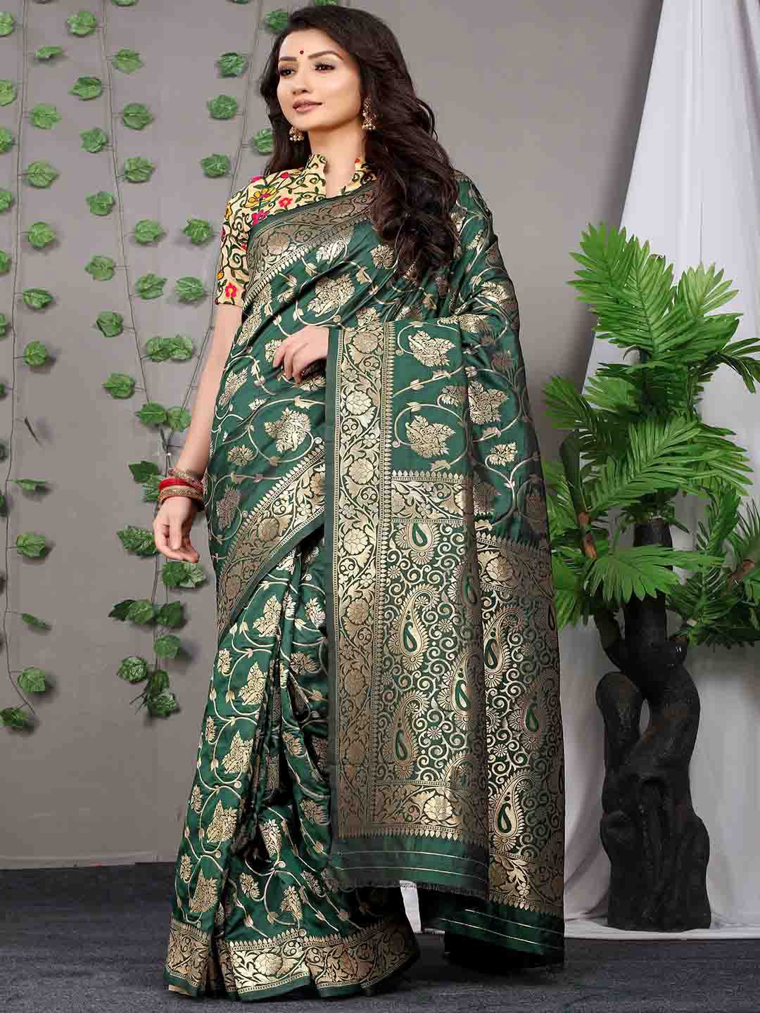 

Mitera Green Woven Design Zari Art Silk Saree
