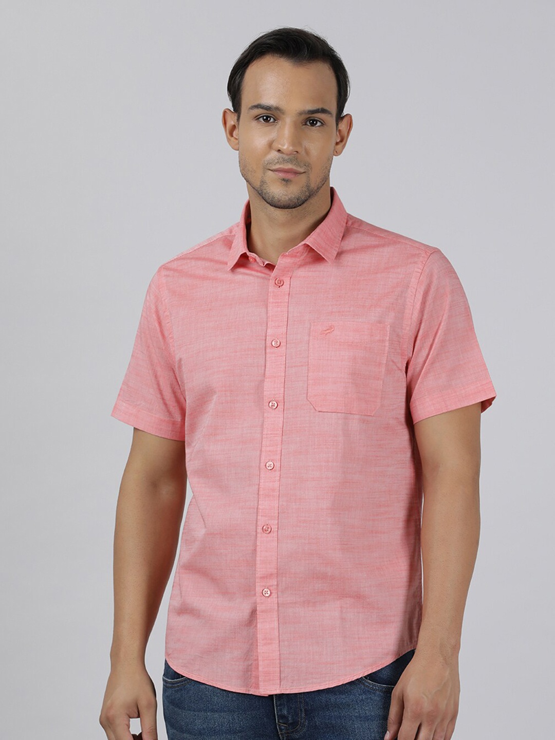 

Crocodile Comfort Opaque Cotton Casual Shirt, Pink