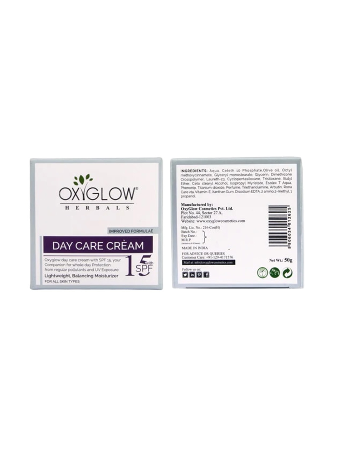 

Oxyglow Set of 2 Day Care Cream SPF 15 - Lightweight & Balancing Moisturizer 50g, Na