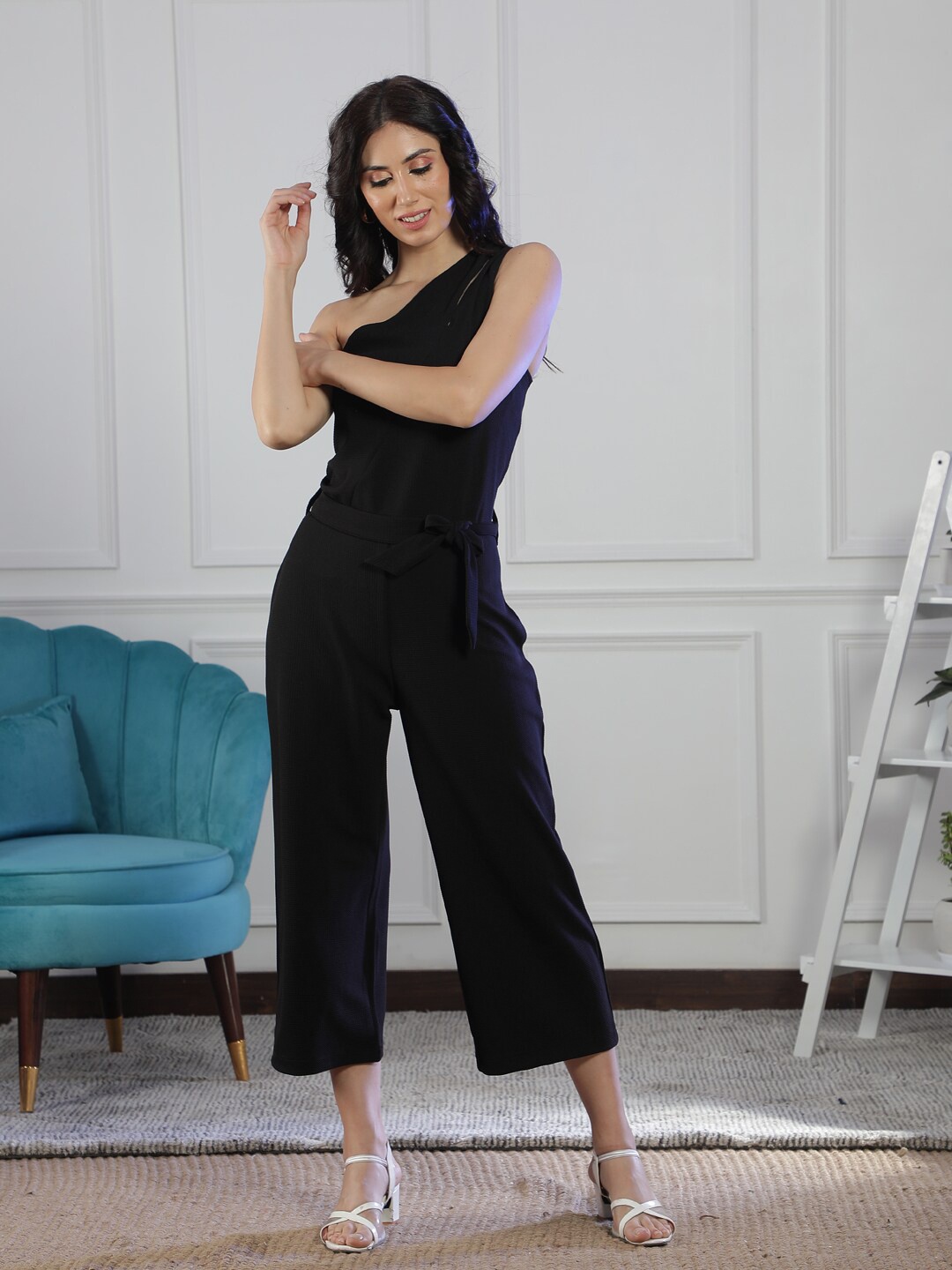 

NEUDIS One Shoulder Basic Jumpsuit, Black