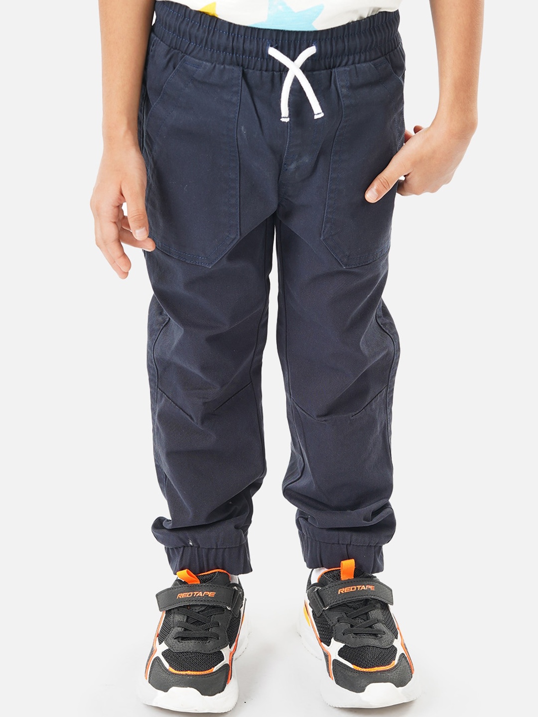 

Zalio Boys Mid Raise Pure Cotton Joggers, Navy blue