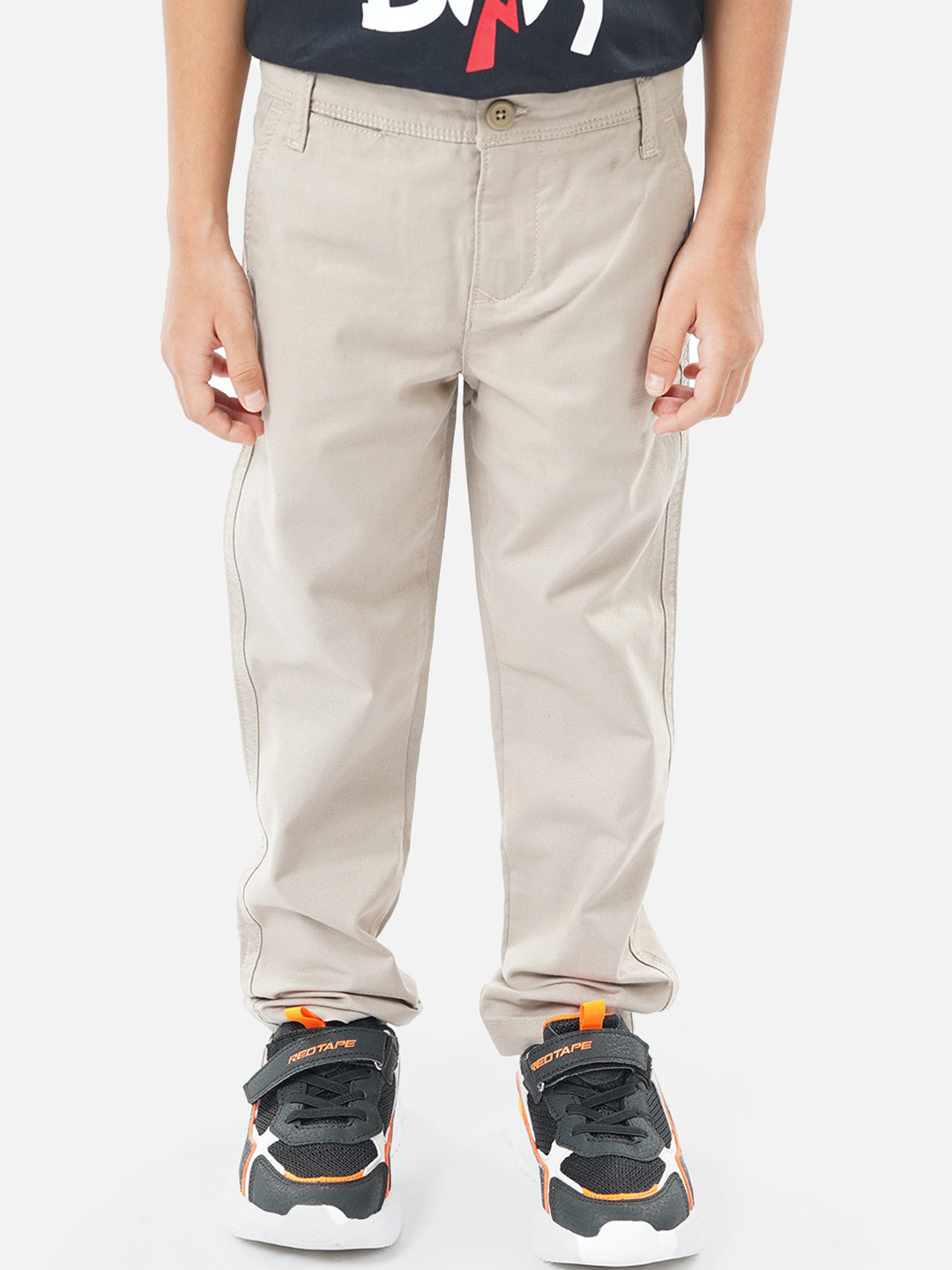 

Zalio Boys Pure Cotton Chinos Trousers, Grey