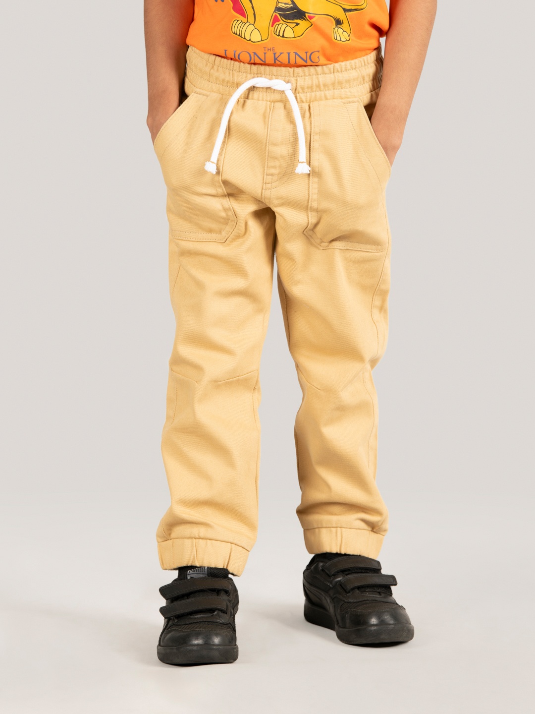 

Zalio Boys Pure Cotton Joggers, Beige