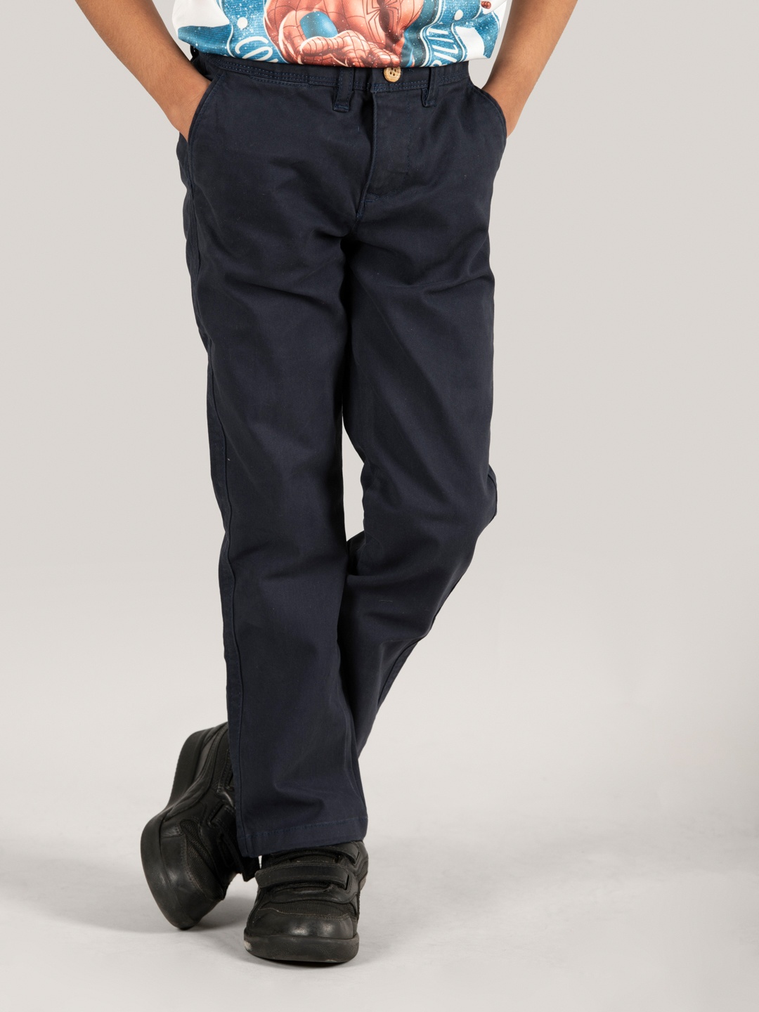 

Zalio Boys Pure Cotton Chinos Trousers, Navy blue