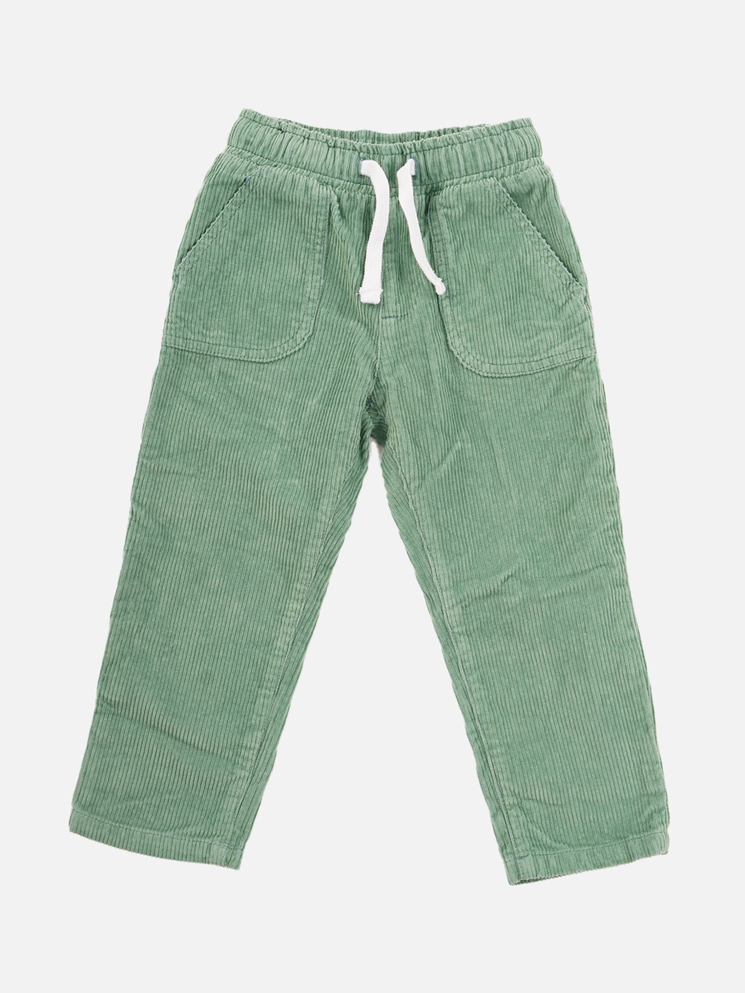 

Zalio Boys Mid-Rise Pure Cotton Corduroy Trousers, Olive