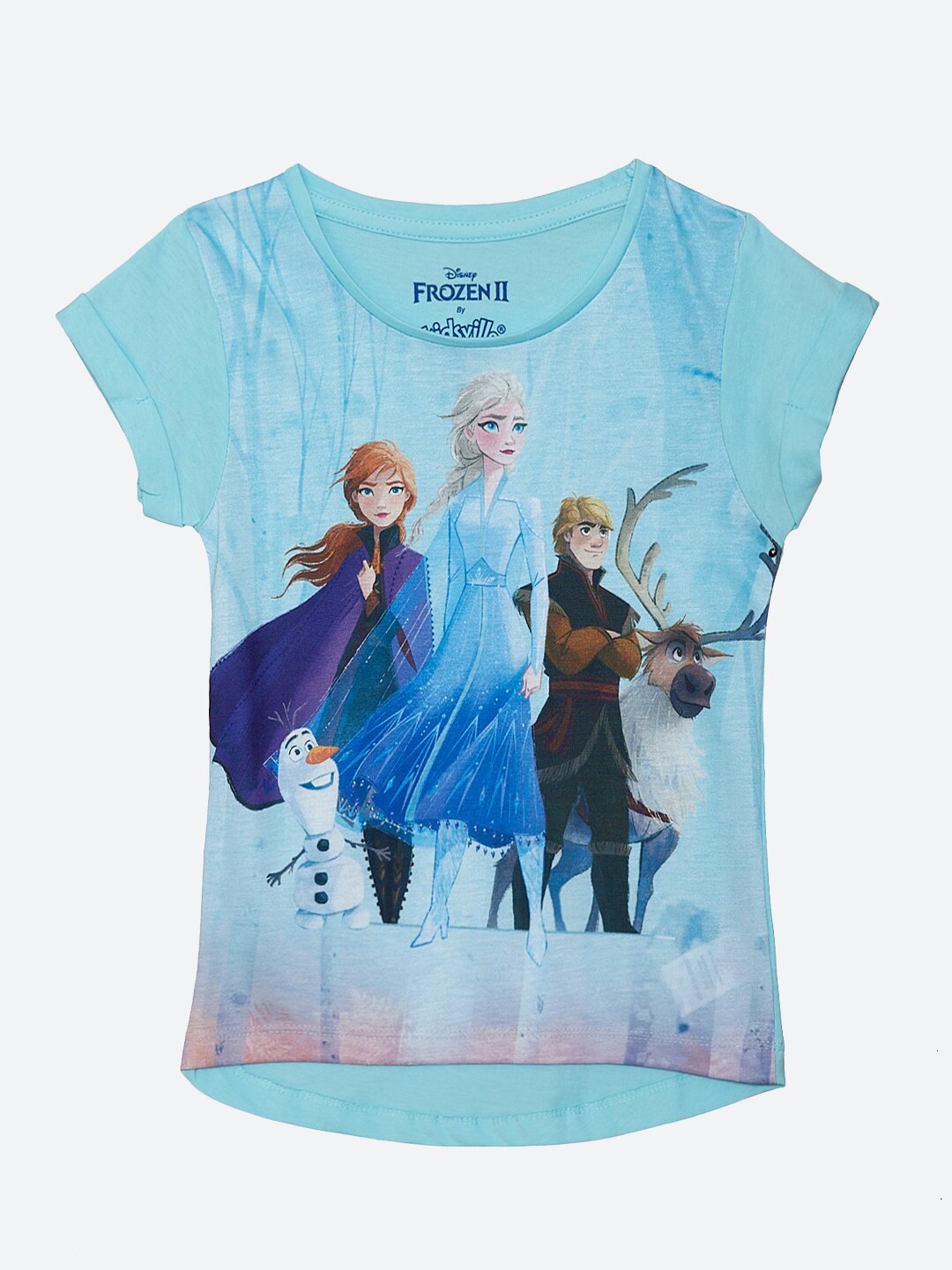 

Kids Ville Girls Frozen Graphic Printed Cotton T-Shirt, Blue