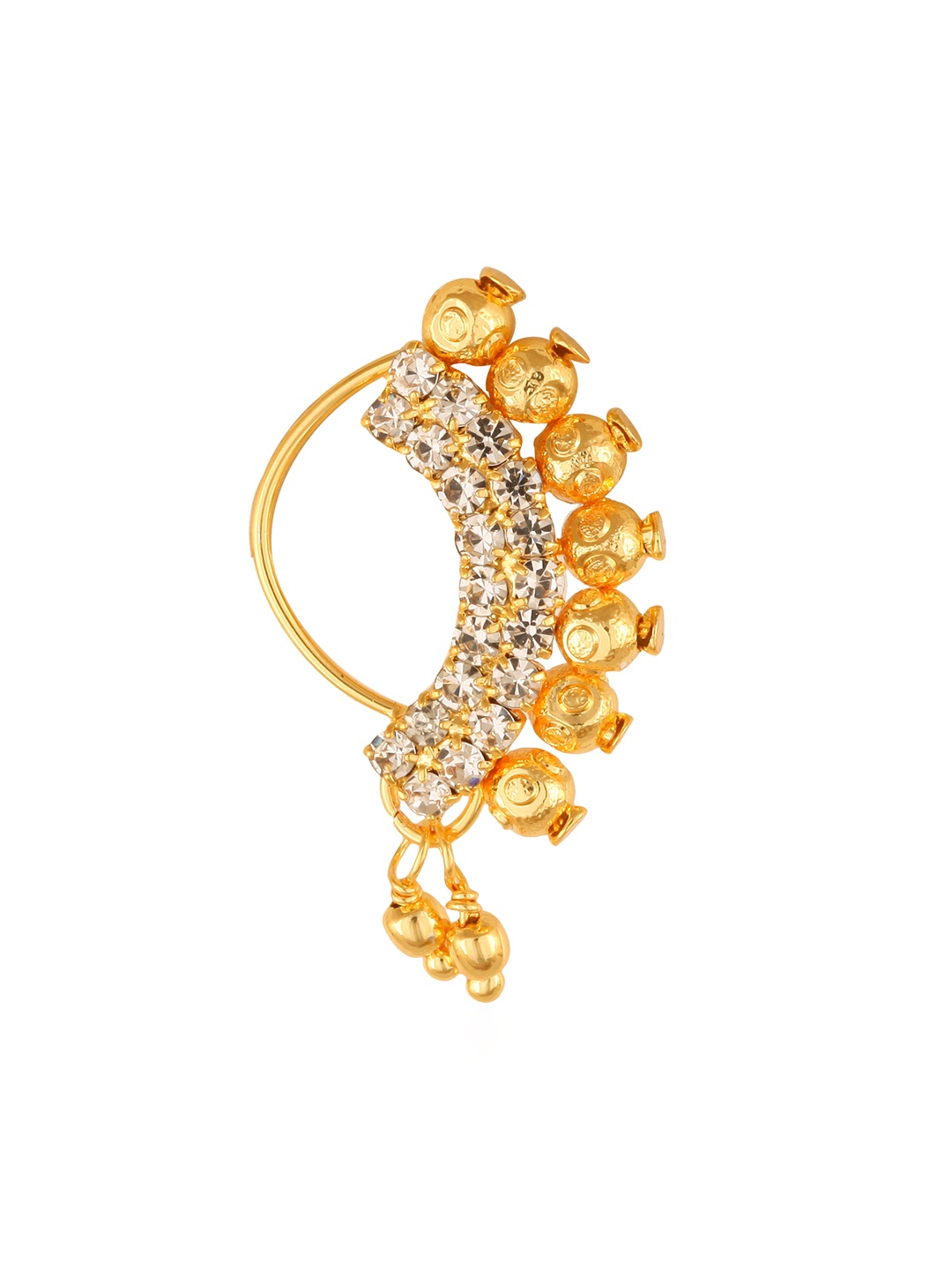 

Vighnaharta Gold-Plated CZ Studded Non Piercing Maharashtrian Nath Nathiya