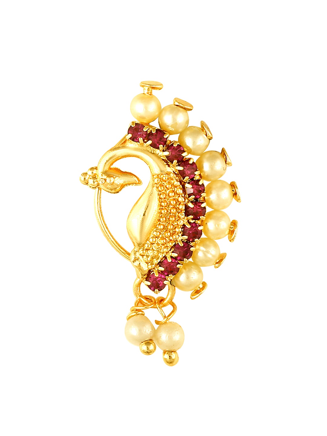 

Vighnaharta Gold-Plated Maharashtrian Nath Nathiya Clip-On Nose Pin, Silver
