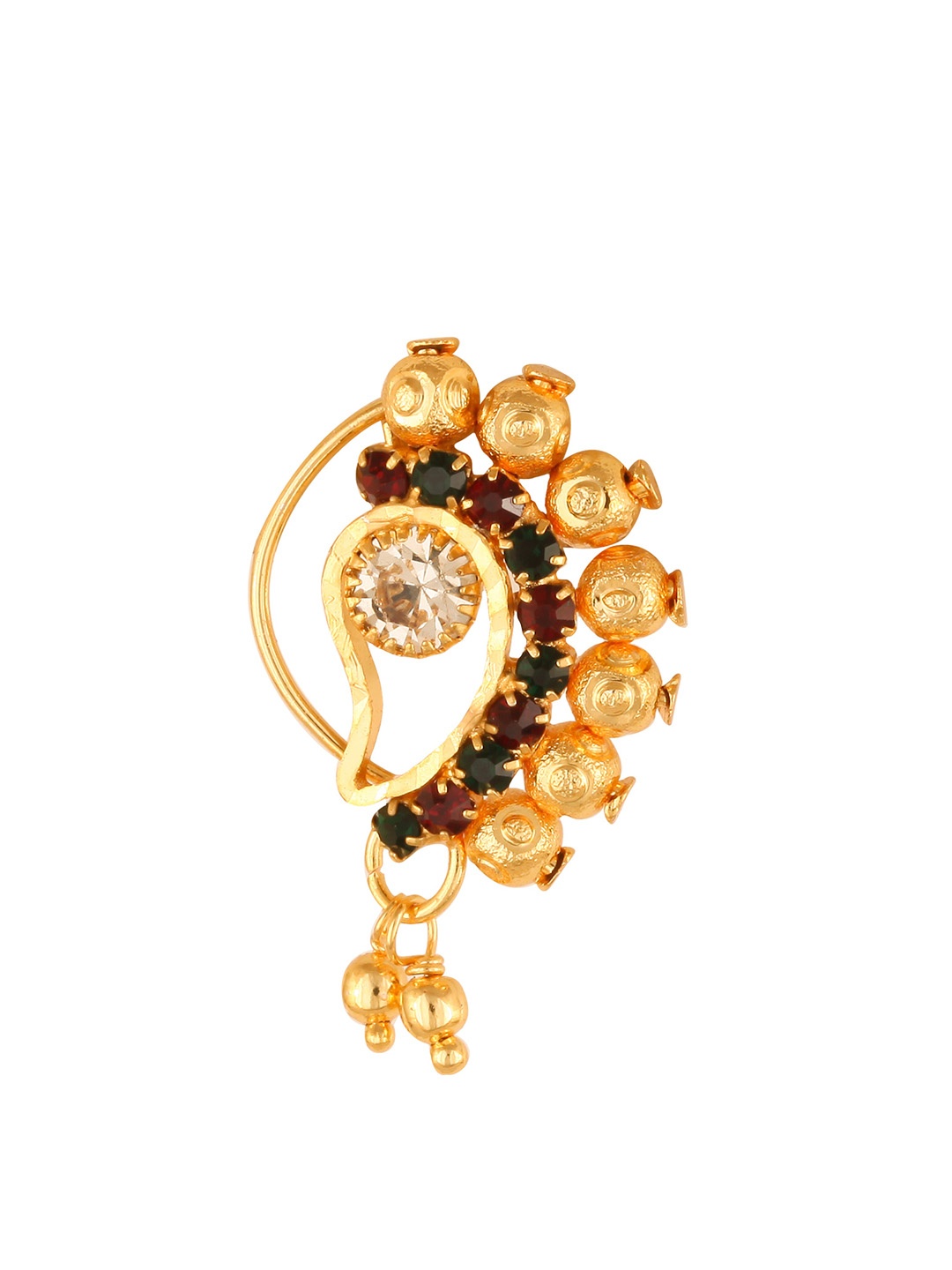

Vighnaharta Women Gold-Plated Pearl & CZ Studded Nose Pin