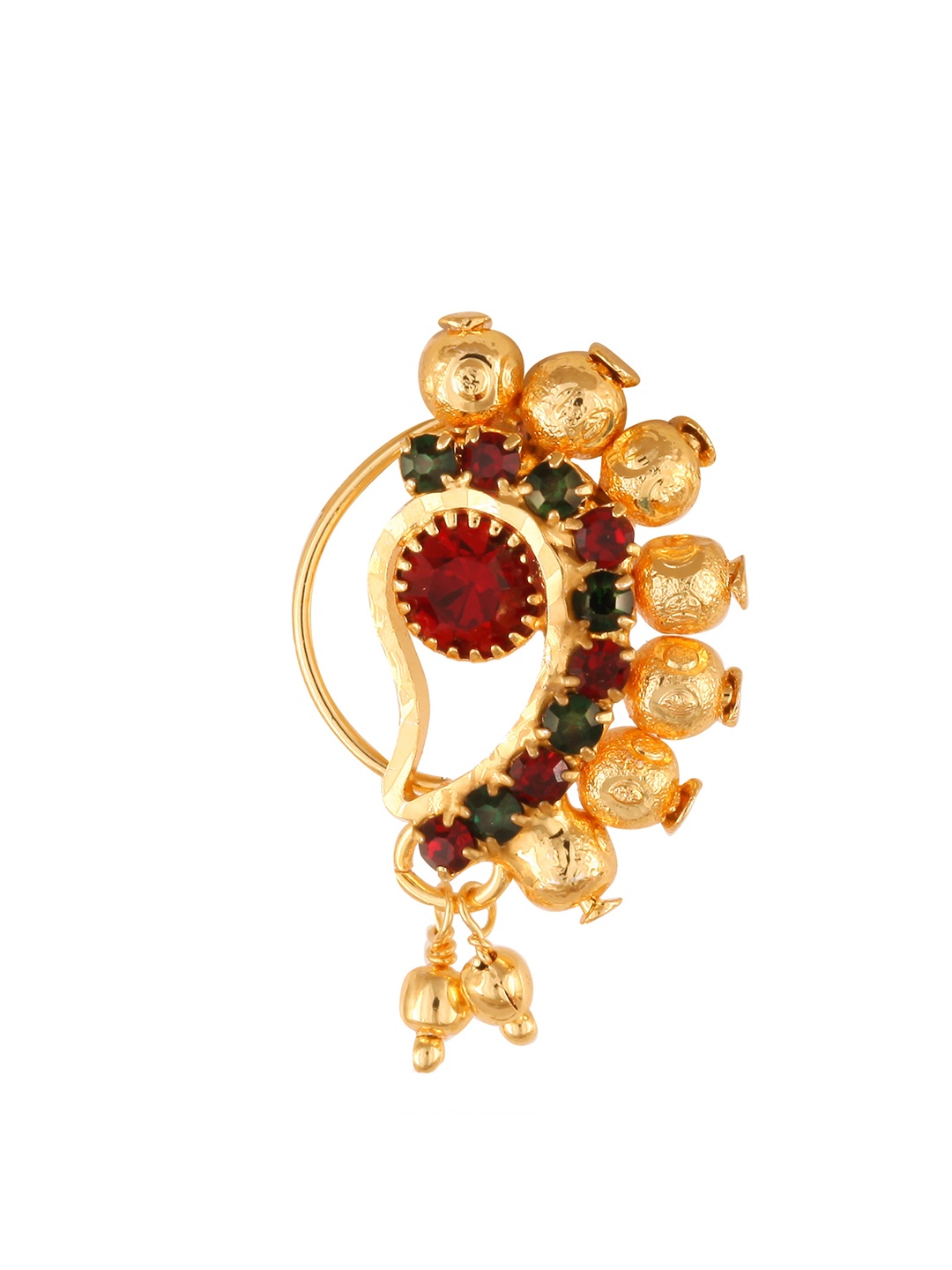 

Vighnaharta Gold-Plated Cubic Zirconia Non-Piercing Maharashtrian Nathiya Nosepin