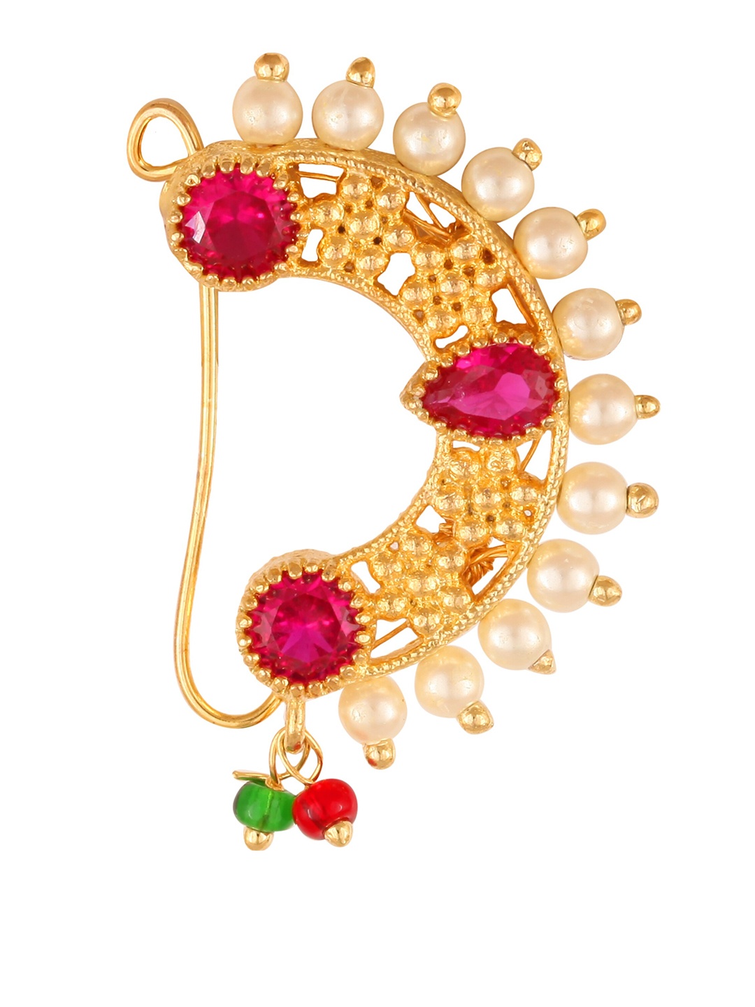 

Vighnaharta Women Gold-Plated Pearl & CZ Studded Nose Pin