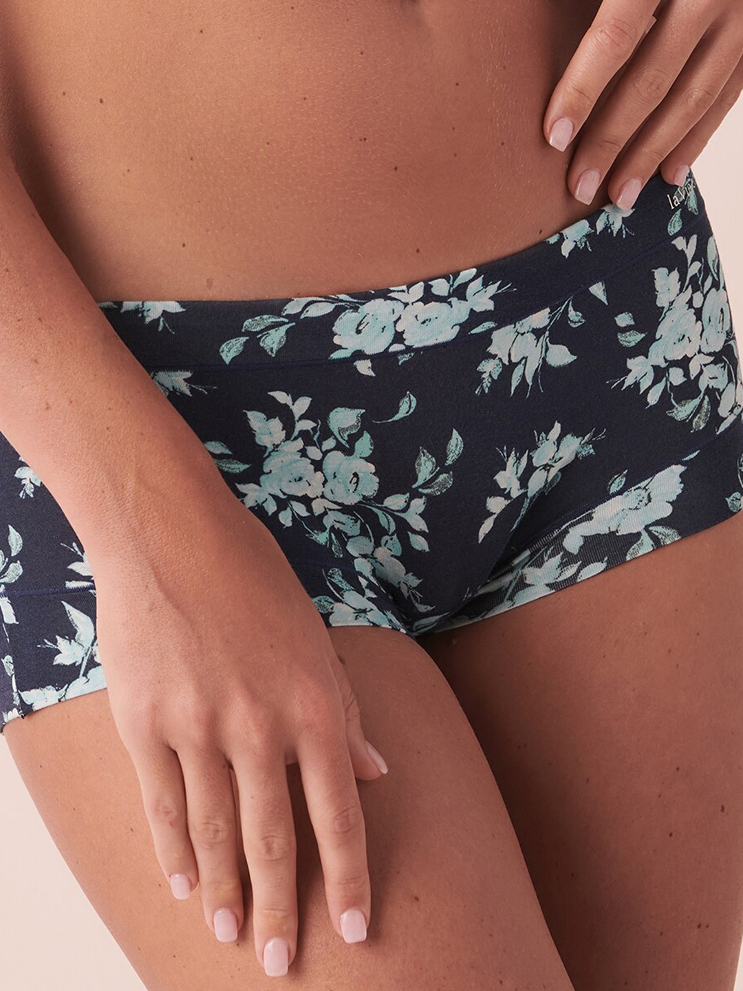 

La Vie en Rose Women Floral Printed Boy Shorts Brief 20200306-P40211, Blue