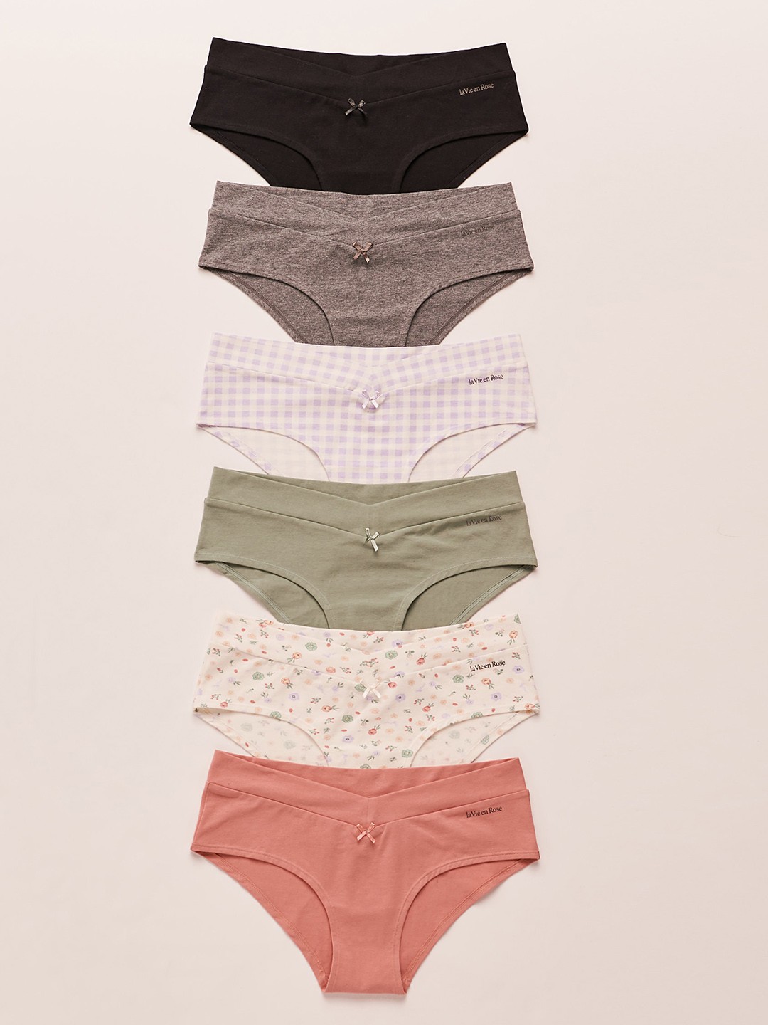 

La Vie en Rose Women Pack Of 6 Low-Rise Hipster Briefs 20100297-6PK-A00028, Green