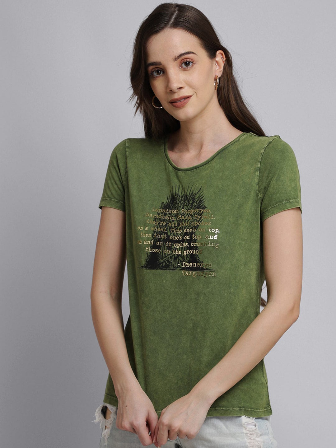 

Free Authority Game Of Thrones Printed Cotton T-Shirt, Green