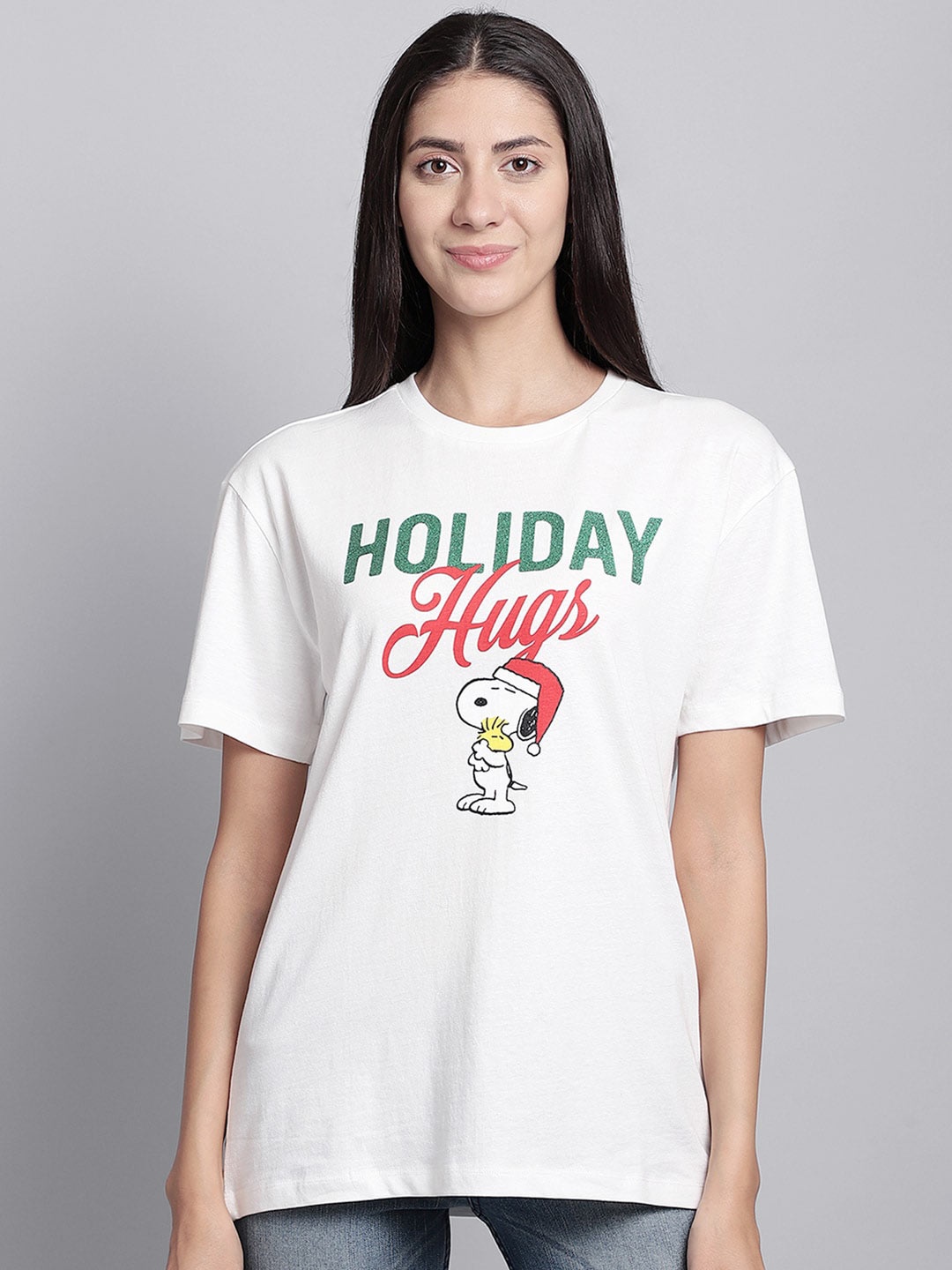 

Free Authority Typography Printed Oversized Cotton Casual T-Shirt, White