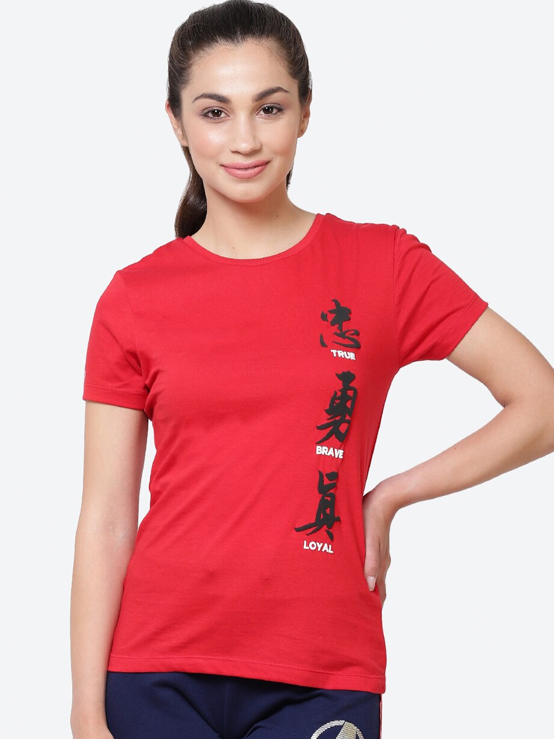 

Free Authority Graphic Printed Round Cotton T-Shirt, Red