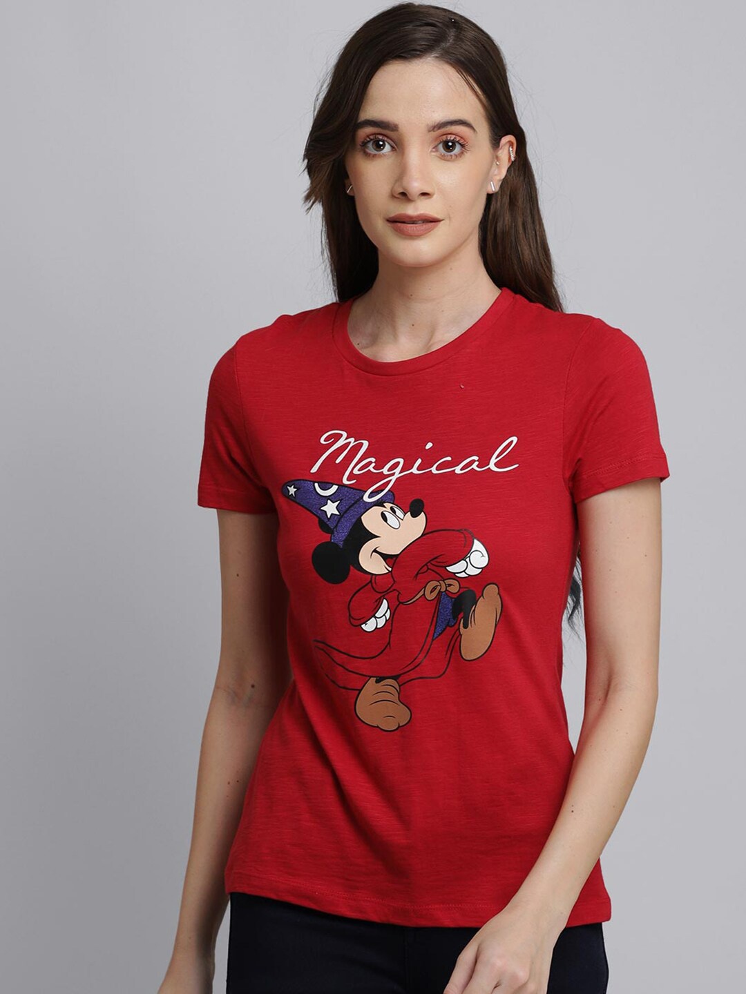 

Free Authority Mickey Mouse Printed Cotton T-shirt, Red