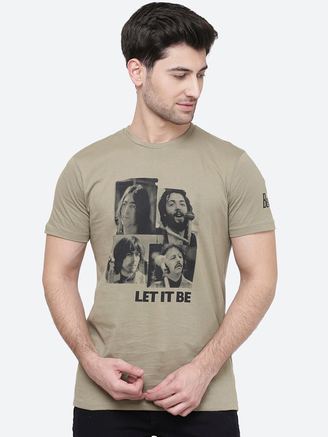

Free Authority The Beatles Graphic Printed Cotton T-Shirt, Olive