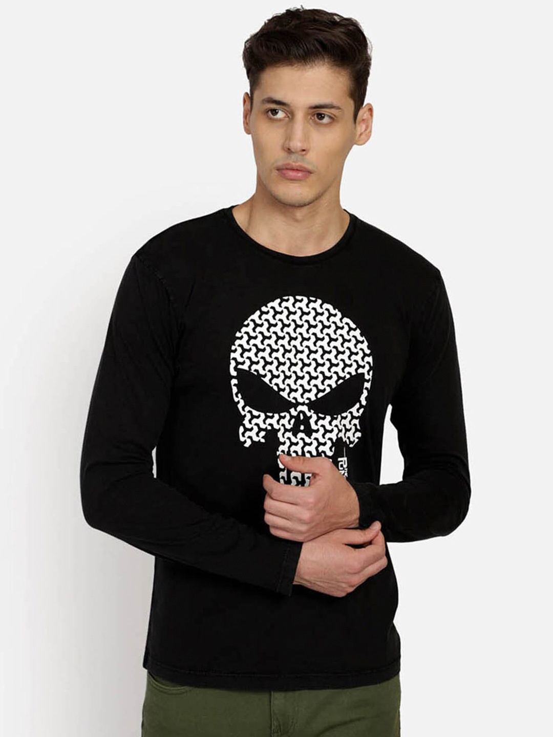 Free Authority Punisher Printed Cotton T-Shirt, Black