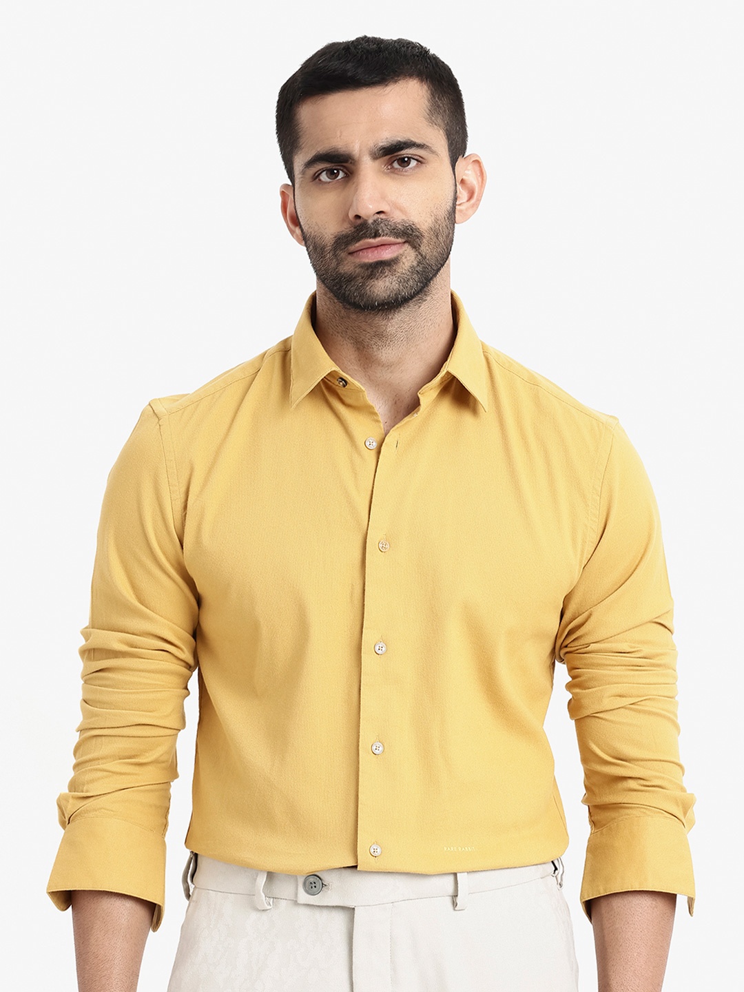 

RARE RABBIT Men Bicton Slim Fit Cotton Shirt, Mustard