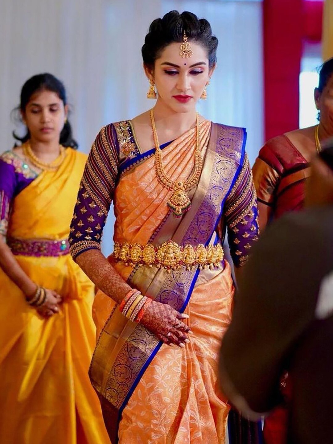 

KALINI Floral Woven Design Banarasi Saree, Orange
