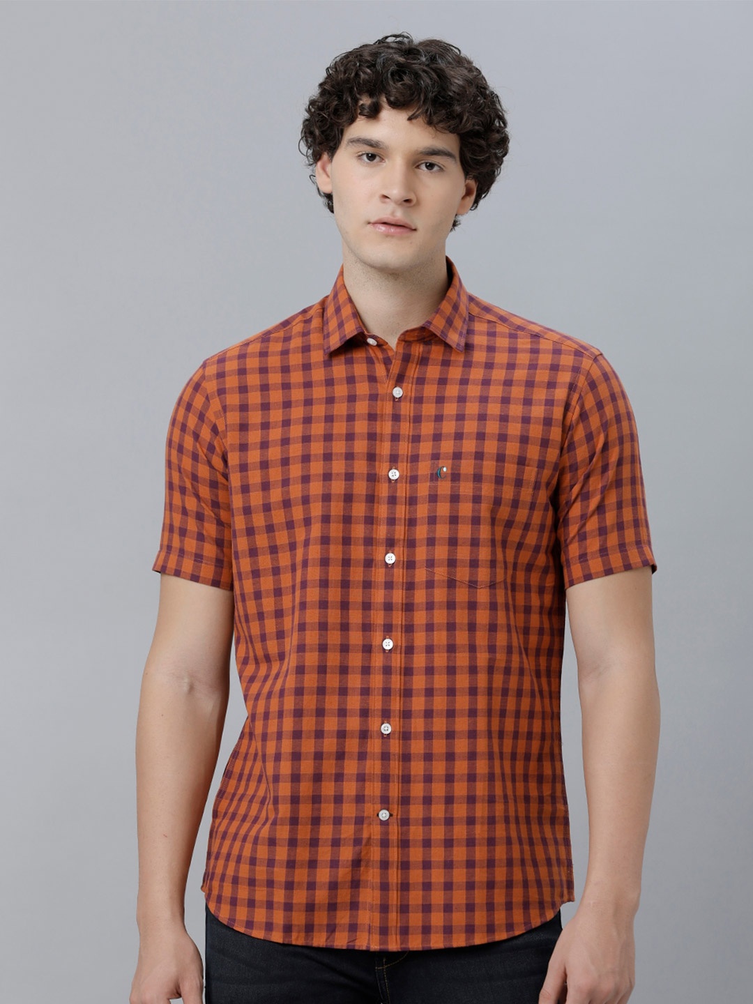 

CAVALLO by Linen Club Checked Casual Shirt, Orange