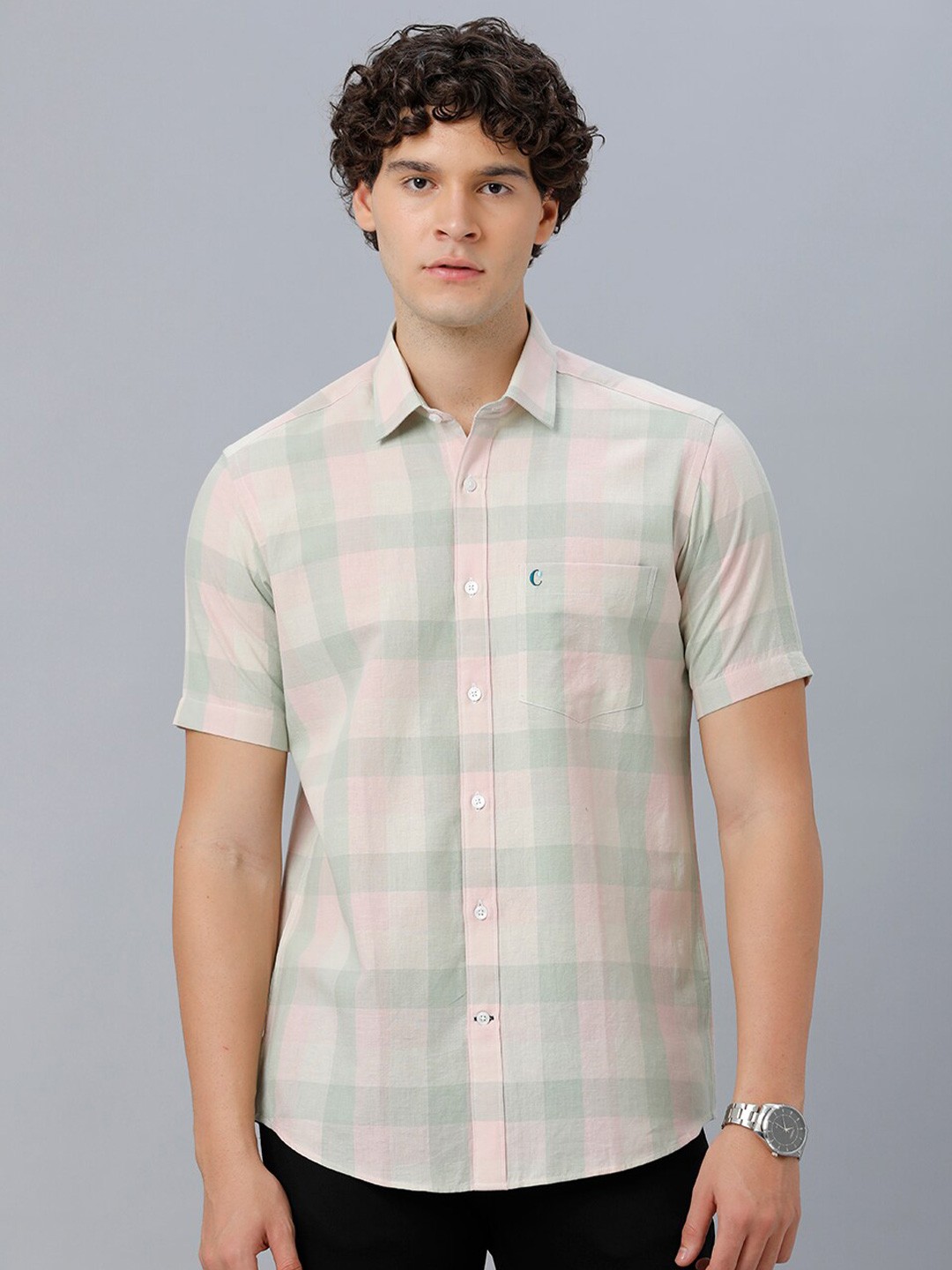 

CAVALLO by Linen Club Checked Casual Shirt, Green