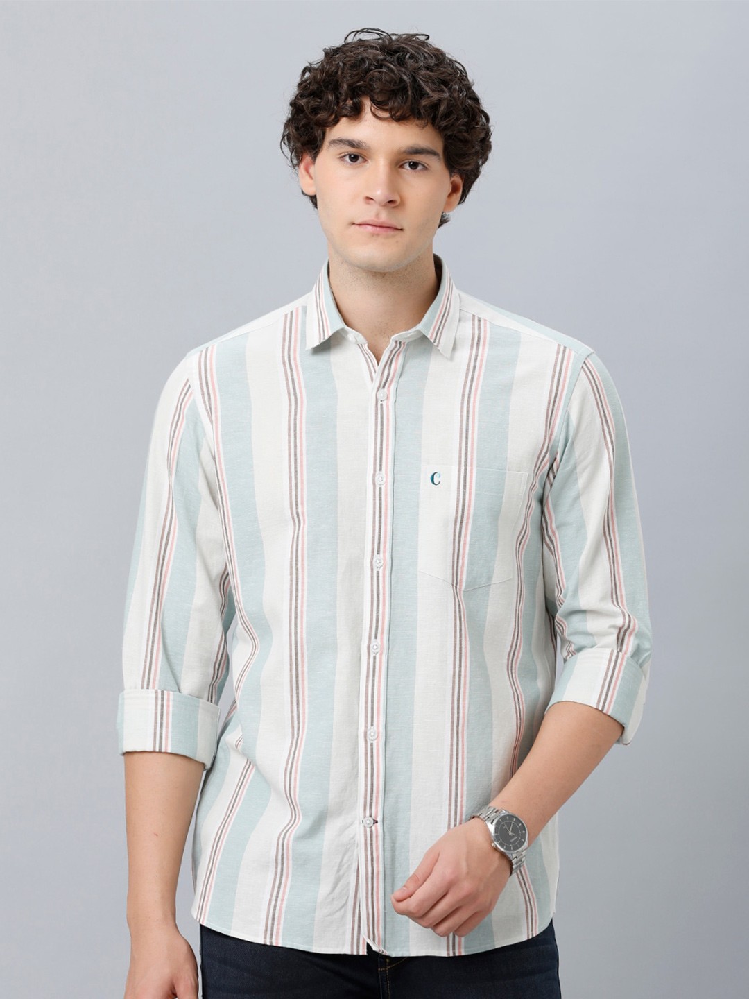 

CAVALLO by Linen Club Multi Striped Casual Shirt, Blue