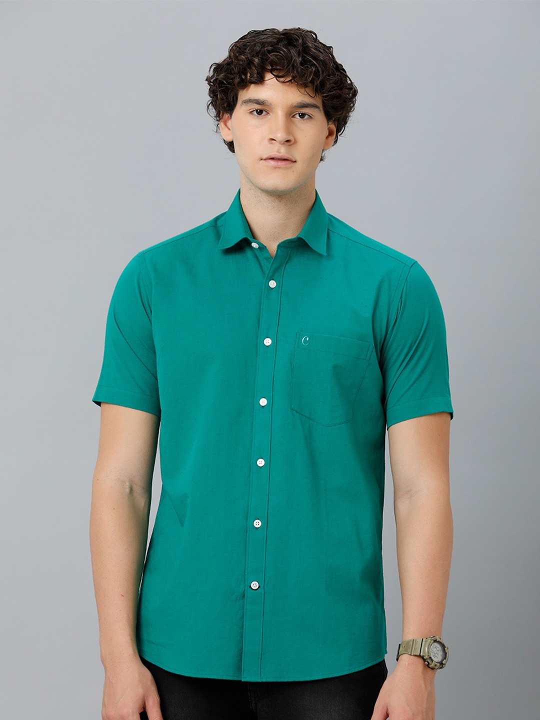 

CAVALLO by Linen Club Opaque Linen Casual Shirt, Green