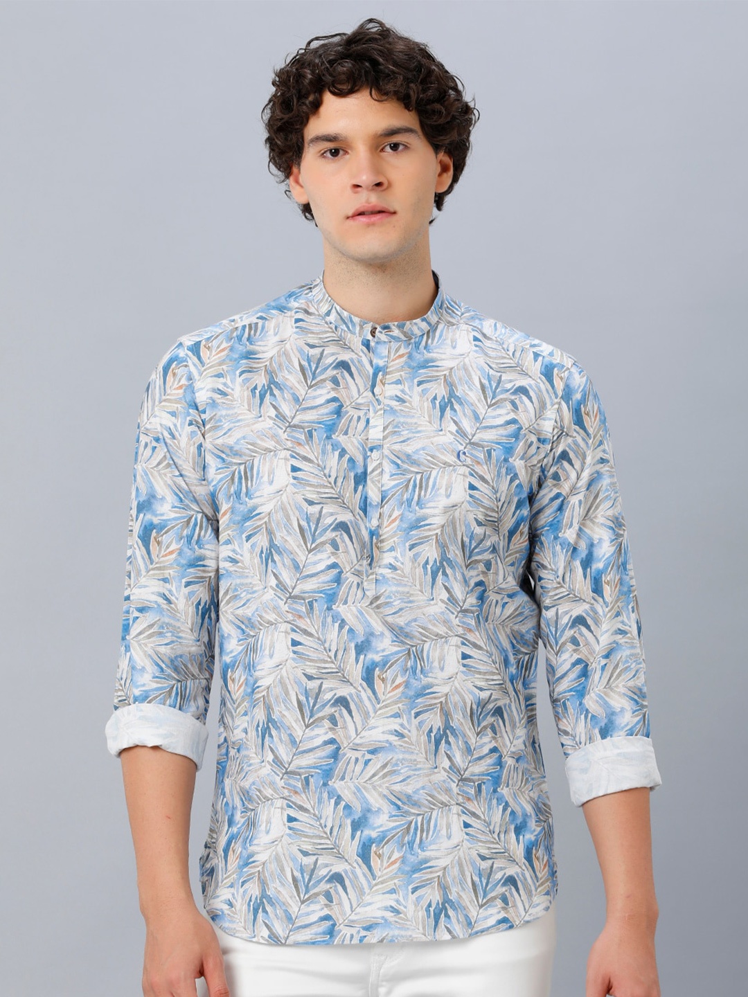 

CAVALLO by Linen Club Tropical Printed Casual Shirt, Blue