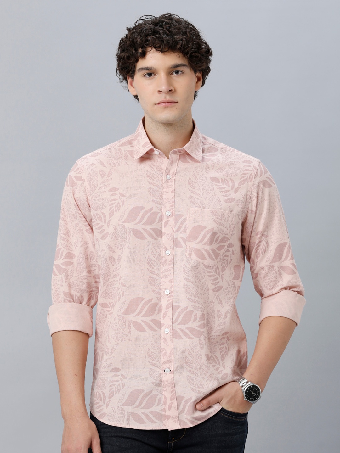 

CAVALLO by Linen Club Floral Opaque Printed Linen Casual Shirt, Pink