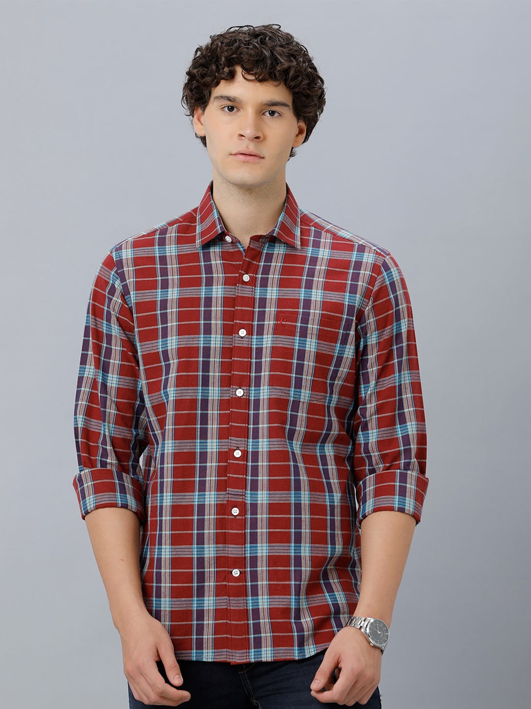 

CAVALLO by Linen Club Tartan Checked Casual Shirt, Red